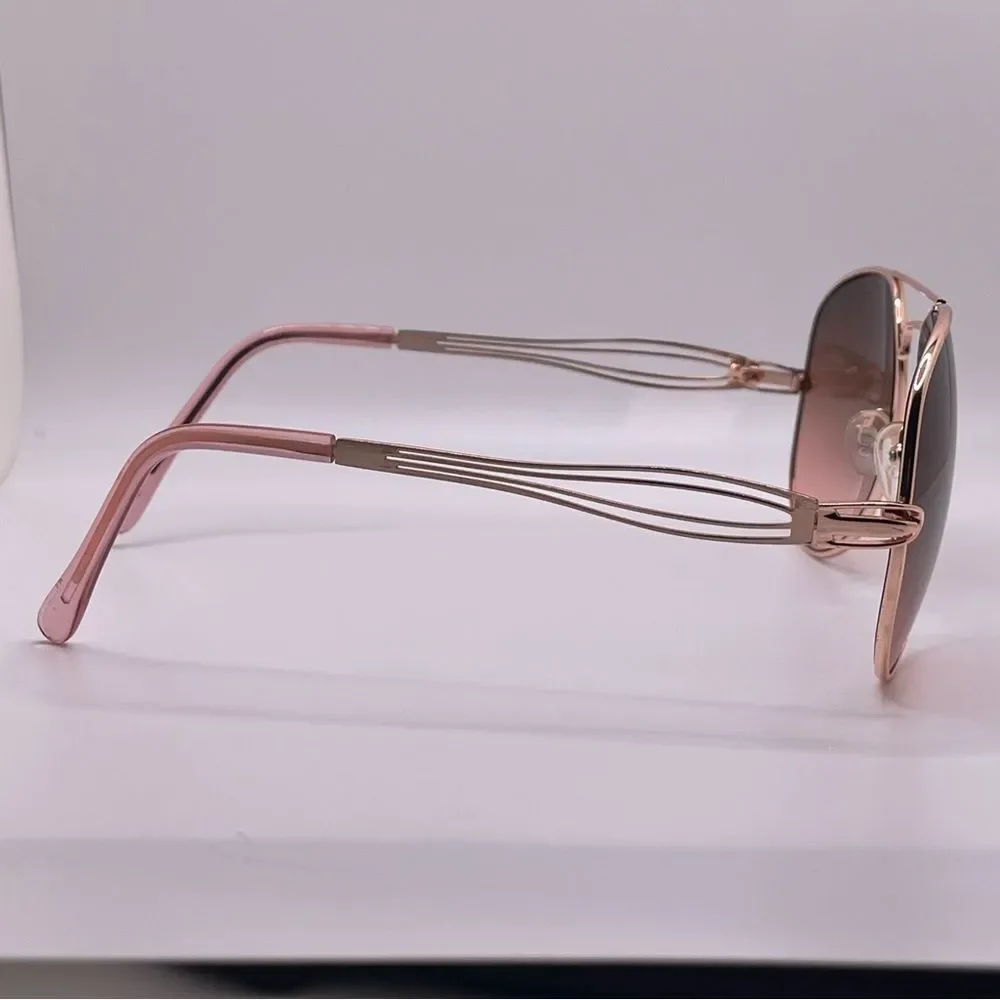 Oversized Rose Gold Frame Aviators with Brown to Pink Variated Lens